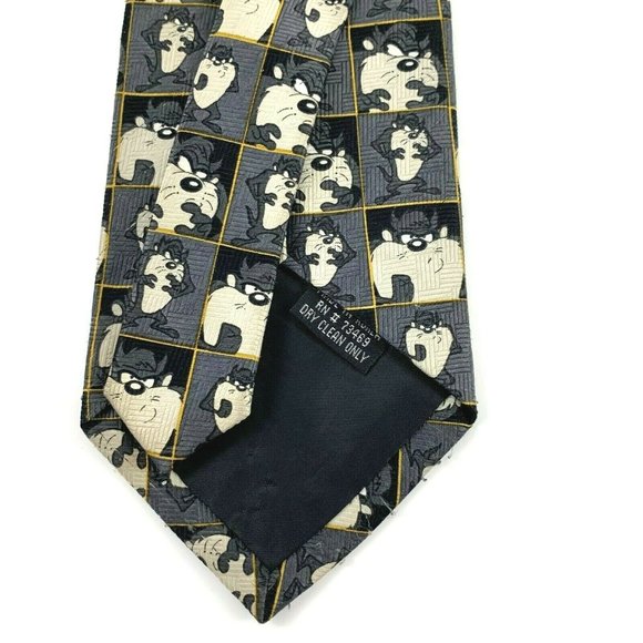 Looney Tunes Men's Novelty Necktie Tie: Taz Emotions in Pictures. Gray. Poly - Picture 3 of 3